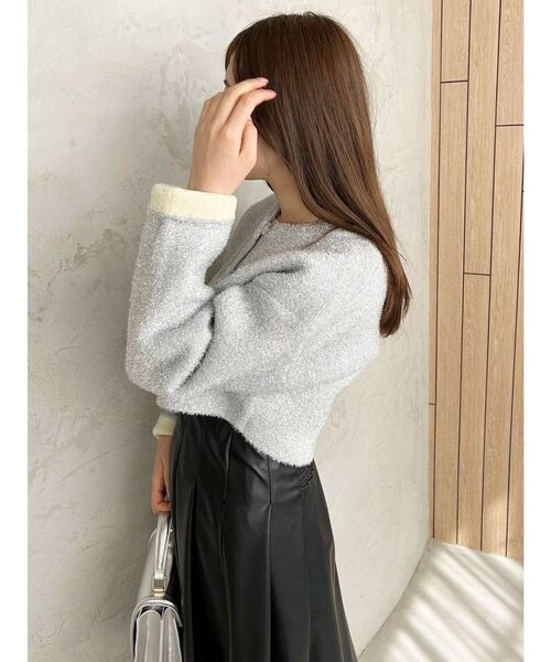 MERCURYDUO(マーキュリーデュオ)の「フィルムシャギーWフェイスニットカーディガン(カーディガン/ボレロ・レディース・ライトブルー/オフホワイト/シルバー・FREE)」の12枚目の写真
