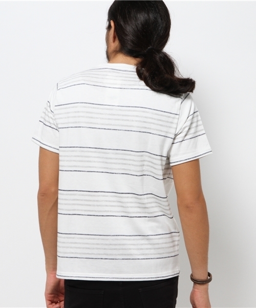 SEVENDAYS=SUNDAY（セブンデイズサンデイ）の「ボーダープリント　半袖プルオーバー（Tシャツ/カットソー・メンズ・ネイビー/オフホワイト・MEDIUM/SMALL/LARGE）」の5枚目の写真