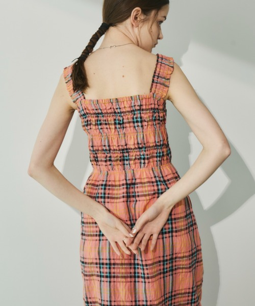 ※おかゆさん専用※ 美品【PINUE】シャーリングチェックワンピースMサイズ シャーリングチェックワンピース（TERRACOTTA） - PINUE