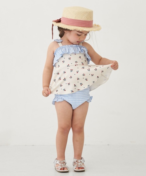petit main(プティマイン)の「【SWIM】小花柄タンキニ(水着・キッズ・ライトピンク/アイボリー・90cm/80cm/130cm/120cm/110cm/100cm)」の18枚目の写真
