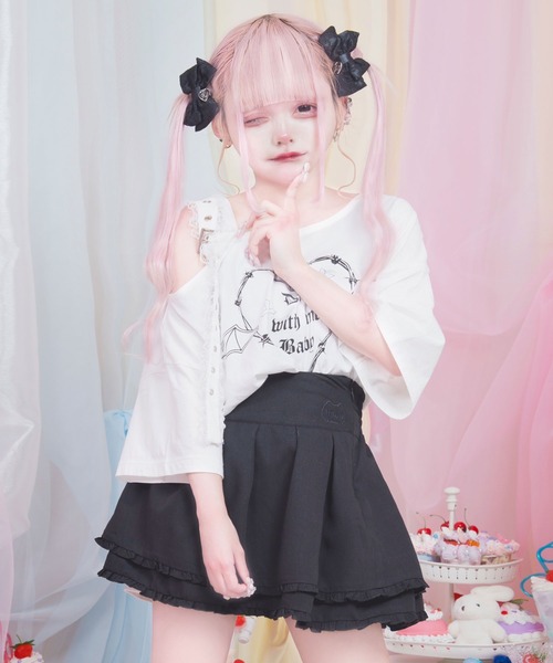 Hauls（ハウルズ）の「えちショルフリルトップス（Tシャツ