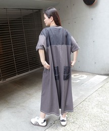 GREATTRACK グレー シャツワンピース 半袖 GREATTRACK グレー シャツワンピース 半袖