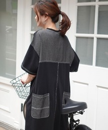 CORNERS | 配色ステッチオーバーサイズ半袖Tシャツワンピース(ワンピース)