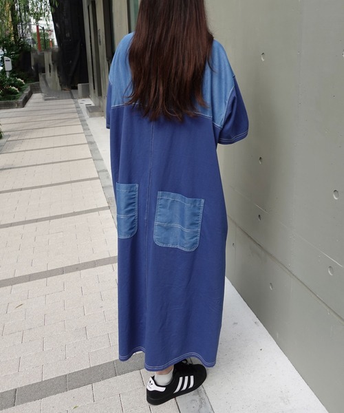 CORNERS(コーナーズ)の「配色ステッチオーバーサイズ半袖Tシャツワンピース(ワンピース・レディース・チャコールグレー/グレイッシュベージュ/イエロー/ネイビー/ブルー/ブラック・FREE)」の8枚目の写真
