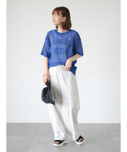 Lugnoncure（ルノンキュール）の「◎前後2WAYシアーロゴニット（ニット/セーター・レディース・ブルー/グレー/ベージュ・F）」の11枚目の写真