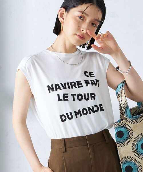 SHIPS(シップス)の「ローズペトール フレンチスリーブ プリント TEE(Tシャツ/カットソー・レディース・ブラウン/ホワイト/ダークグレー・ONE SIZE)」の2枚目の写真