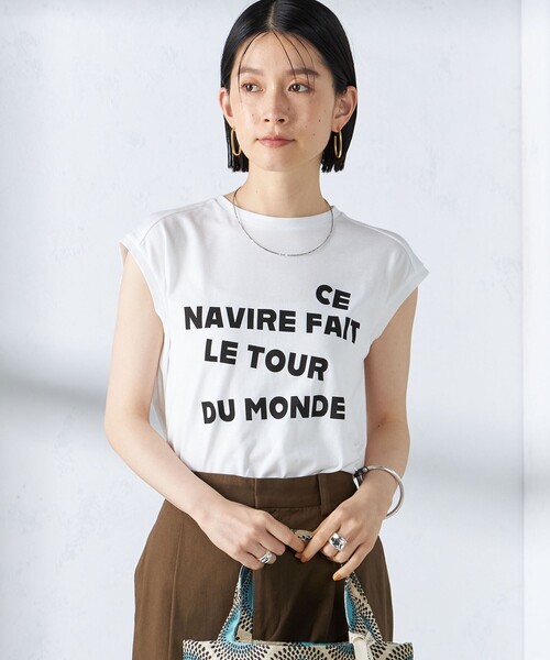 SHIPS(シップス)の「ローズペトール フレンチスリーブ プリント TEE(Tシャツ/カットソー・レディース・ブラウン/ホワイト/ダークグレー・ONE SIZE)」の5枚目の写真