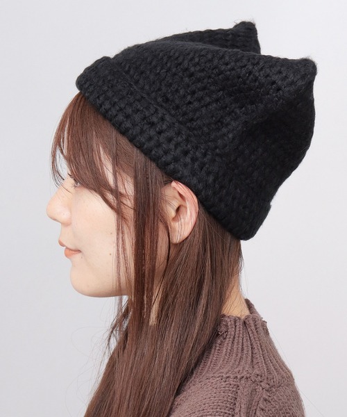Basiquenti(ベーシックエンティ)の「ふんわり 猫耳 ニットキャップ(ニットキャップ/ビーニー・レディース・ブラック/アイボリー/グレイッシュベージュ・FREE)」の13枚目の写真