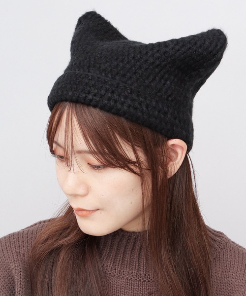 即購入不可　猫耳ニット帽 セール】ふんわり 猫耳 ニットキャップ（ニットキャップ/ビーニー