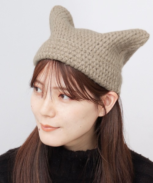 セール】ふんわり 猫耳 ニットキャップ（ニットキャップ/ビーニー