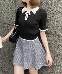 clear | 配色襟フリルスリーブリボンニットトップス≪2024SS新作≫(ニット/セーター)