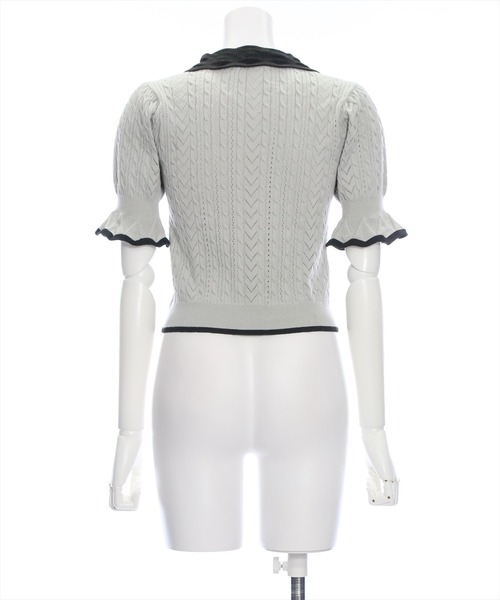 clear（クリア）の「配色襟フリルスリーブリボンニットトップス[バレエコア ガーリー フレンチ]≪再入荷≫（ニット/セーター・レディース・ブラック/オフホワイト/グレー・F）」の7枚目の写真