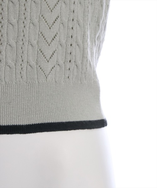 clear（クリア）の「配色襟フリルスリーブリボンニットトップス[バレエコア ガーリー フレンチ]≪再入荷≫（ニット/セーター・レディース・ブラック/オフホワイト/グレー・F）」の4枚目の写真