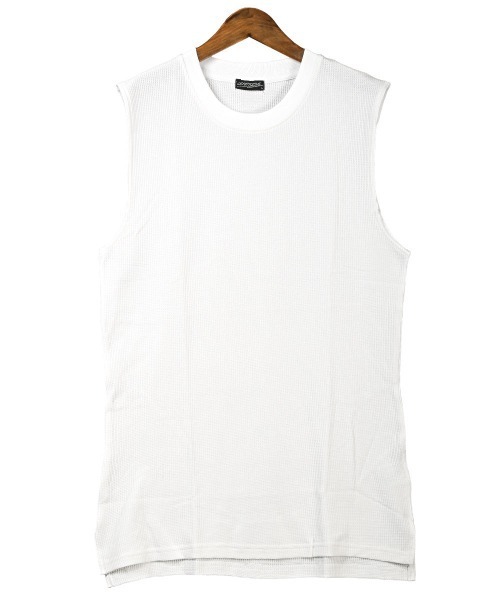 LUXSTYLE(ラグスタイル)の「ワッフルノースリーブTシャツ(Tシャツ/カットソー・メンズ・ホワイト/ブラック・XL/L/M)」の5枚目の写真