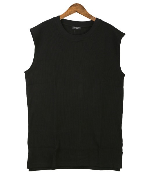 LUXSTYLE(ラグスタイル)の「ワッフルノースリーブTシャツ(Tシャツ/カットソー・メンズ・ホワイト/ブラック・XL/L/M)」の4枚目の写真