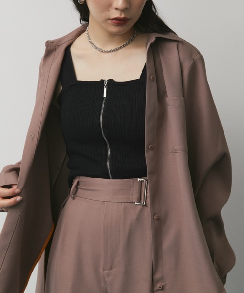 Solace（ソレイス）の「スクエアカットジップトップス（タンクトップ・レディース・ブラック/ホワイト・FREE）」の14枚目の写真