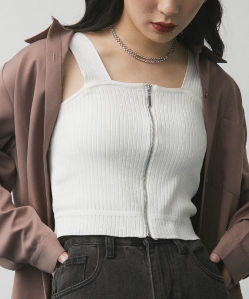 Solace（ソレイス）の「スクエアカットジップトップス（タンクトップ・レディース・ブラック/ホワイト・FREE）」の22枚目の写真