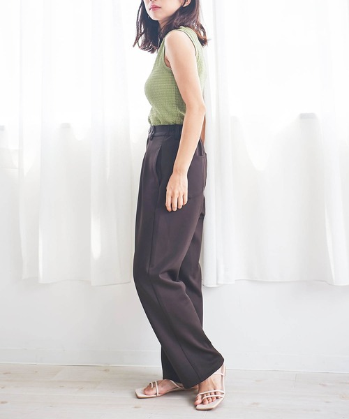 mil(ミル)の「【150㎝前後の小柄さんサイズ】シボスクエアネックタンクトップ【さらりと涼しい】(タンクトップ・レディース・セージグリーン/ブラック/チャコールグレー/アイボリー・XS/S)」の9枚目の写真