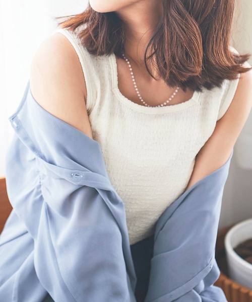 mil(ミル)の「【150㎝前後の小柄さんサイズ】シボスクエアネックタンクトップ【さらりと涼しい】(タンクトップ・レディース・セージグリーン/ブラック/チャコールグレー/アイボリー・XS/S)」の20枚目の写真