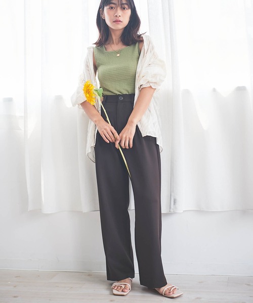 mil(ミル)の「【150㎝前後の小柄さんサイズ】シボスクエアネックタンクトップ【さらりと涼しい】(タンクトップ・レディース・セージグリーン/ブラック/チャコールグレー/アイボリー・XS/S)」の12枚目の写真