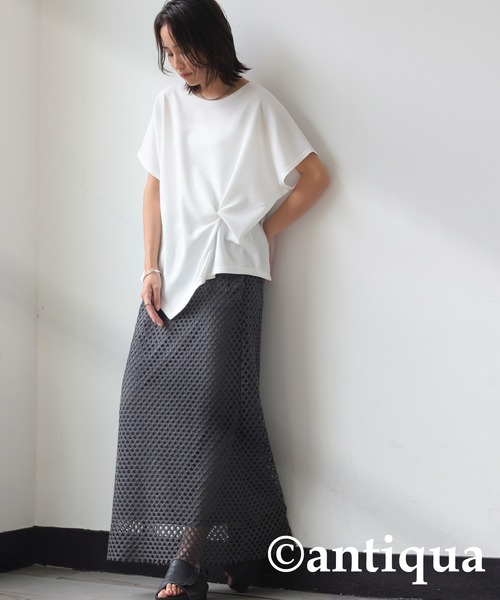 antiqua（アンティカ）の「クロスデザイントップス（Tシャツ/カットソー・レディース・ホワイト/ブラック・FREE）」の19枚目の写真