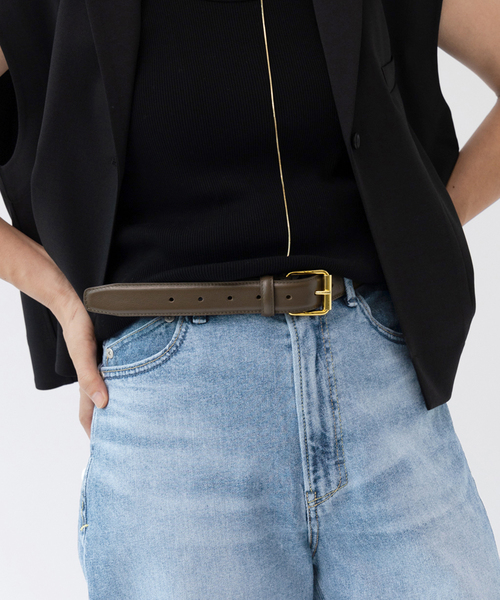 IENA（イエナ）の「MAISON BOINET/メゾンボワネ LETHER BELT ベルト 94146G（ベルト・レディース・ブラック/カーキ・85/80）」の2枚目の写真
