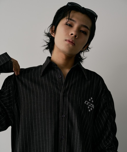 INTER FACTORY（インターファクトリー）の「CEZNA - アームシャーリングストライプシャツ - made in INTER FACTORY（シャツ/ブラウス・メンズ・ブラック/グレー・MEDIUM/LARGE）」の16枚目の写真