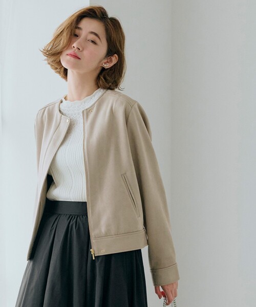 grove（グローブ）の「◆【雑誌掲載】スエードライクブルゾン（ブルゾン・レディース・ライトベージュ/ブラウン系その他/チャコールグレー・03/02/01/04/05）」の3枚目の写真