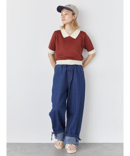 ehka sopo(エヘカソポ)の「裾リボンパンツ(その他パンツ・レディース・ピンク/ブラウン/ネイビー・F)」の6枚目の写真