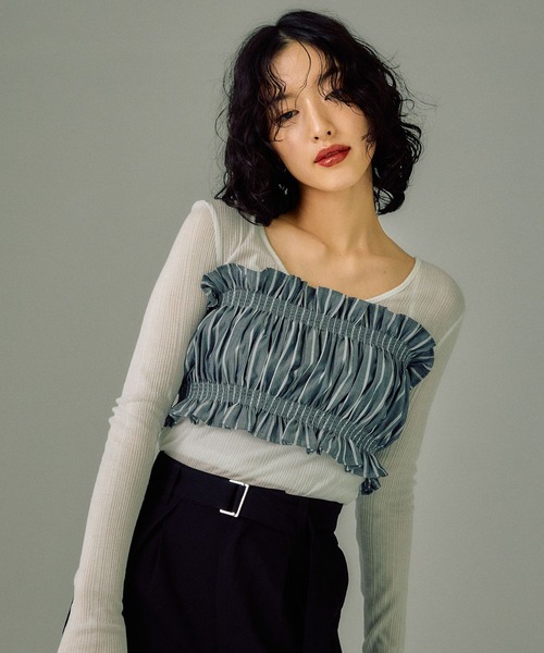 LEPSIM（レプシィム）の「【FOR I SERIES】ビスチェ＊シャツ2Pセット　146401（シャツ/ブラウス・レディース・ベージュ/チャコールグレー・FREE）」の19枚目の写真