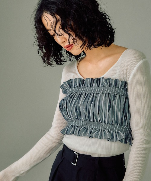 LEPSIM（レプシィム）の「【FOR I SERIES】ビスチェ＊シャツ2Pセット　146401（シャツ/ブラウス・レディース・ベージュ/チャコールグレー・FREE）」の20枚目の写真