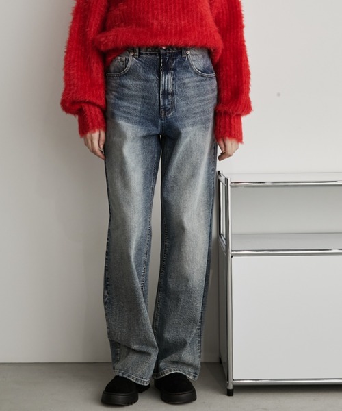 ハイウエストワイドストレートデニム（デニムパンツ）｜Auntie Rosa