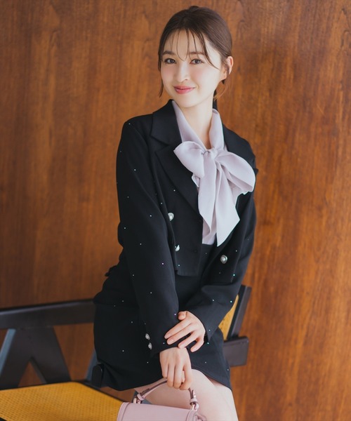 WILLSELECTION（ウィルセレクション）の「ホットフィットショートジャケット（テーラードジャケット・レディース・ブラック/ブラック系その他/オフホワイト・FREE）」の3枚目の写真