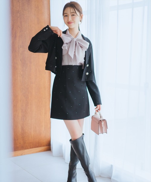 WILLSELECTION（ウィルセレクション）の「ホットフィットショートジャケット（テーラードジャケット・レディース・ブラック/ブラック系その他/オフホワイト・FREE）」の15枚目の写真