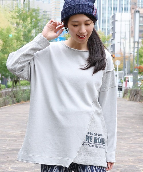 tシャツ 裏表切替アシンメトリープルオーバー「大きいサイズ」 レディース 裏表切替アシンメトリープルオーバー【大きいサイズ】（Tシャツ