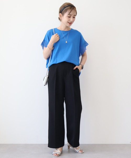 AMERICAN HOLIC(アメリカンホリック)の「レーススリーブカットプルオーバー(Tシャツ/カットソー・レディース・ブラック/オフホワイト/ブルー・M/L)」の9枚目の写真