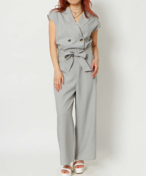 セール】《ウエストマーク×Iライン美》ベルト付きテーラード風