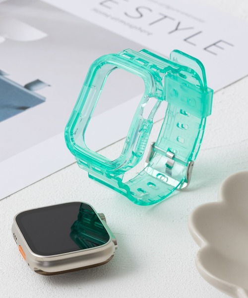 emonique(エモニーク)の「スマートウォッチバンド付きケース Apple Watch バンド【38/40/41/42/44/45mm対応】(デジタル腕時計・レディース・ホワイト/ブラック/ピンク/グリーン/クリアブラック/クリア/クリアブルー/ベビーピンク・38/42)」の5枚目の写真