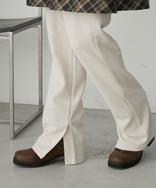 forksy.(フォルクシー)の「【forksy.】カットジョーゼットイージーセミフレアパンツ(その他パンツ・レディース・ブラック/アイボリー/ボルドー・FREE)」の4枚目の写真