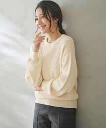 【洗える】フロントケーブルポイントアンゴラブレンド ニット