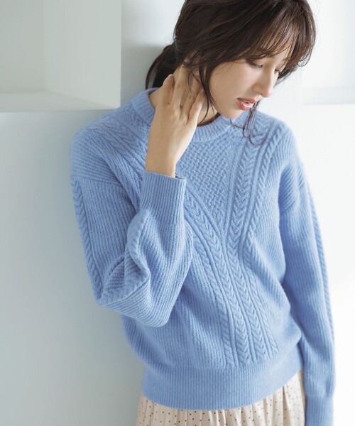 ANY SIS（エニィスィス）の「【洗える】フロントケーブルポイントアンゴラブレンド ニット（ニット/セーター・レディース・アイボリー系/グレー系/ブルー系/ローズ系・2）」の3枚目の写真