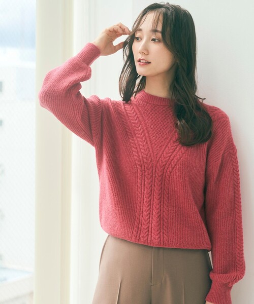 ANY SIS（エニィスィス）の「【洗える】フロントケーブルポイントアンゴラブレンド ニット（ニット/セーター・レディース・アイボリー系/グレー系/ブルー系/ローズ系・2）」の7枚目の写真