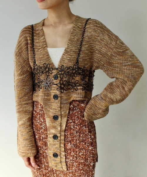 SANSeLF（サンセルフ）の「フロントバックアシンメトリーカーディガン【SANSeLF】sanw24a033（カーディガン/ボレロ・レディース・ブラウン/パープル・FREE）」の2枚目の写真