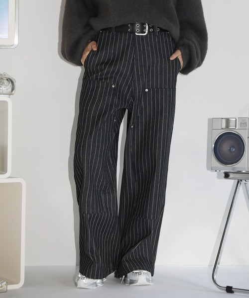 BlessU ストライプ ブラックパンツ M LINE_ALBUM_2022.12.