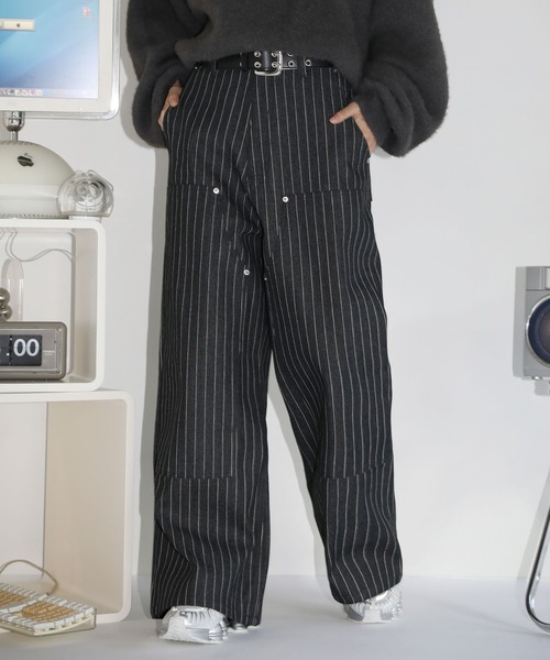 リベット ストレートワイド レザーパンツ M〜3XL マルチポケット ワイドレッグマルチポケットカーゴパンツ P274 – PPP STUDIOS