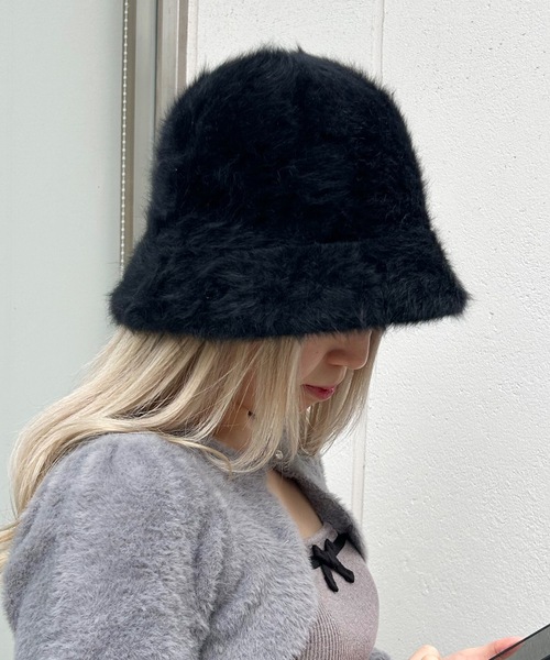 one wayザッカ（ワンウェイザッカ）の「シャギーチューリップハット（ハット・レディース・ブラック/ホワイト/ブラウン・FREE）」の6枚目の写真