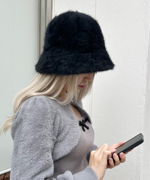 one wayザッカ（ワンウェイザッカ）の「シャギーチューリップハット（ハット・レディース・ブラック/ホワイト/ブラウン・FREE）」の8枚目の写真