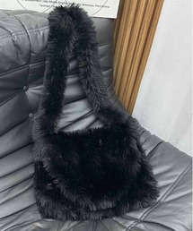 WEGO/フラップ付きファーショルダーバッグ