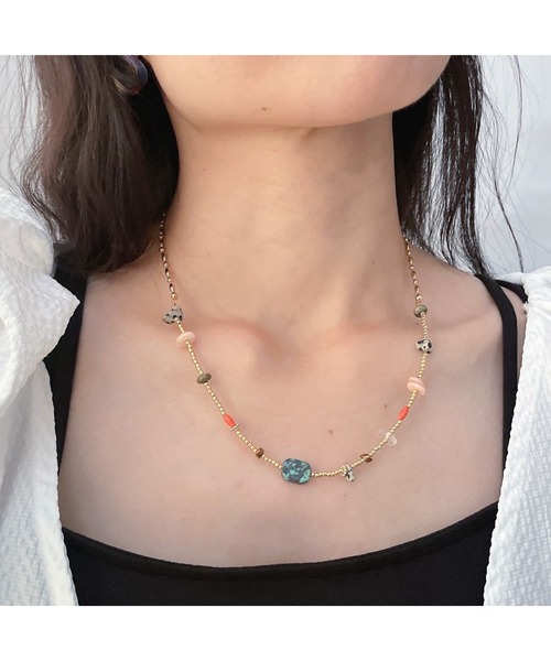 mamo】【金属アレルギー対応】ミックスシェルネックレス8(MA