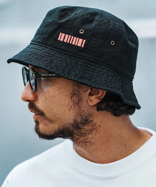 mko12338-Barcode Embroidery Bucket Hat バケットハット